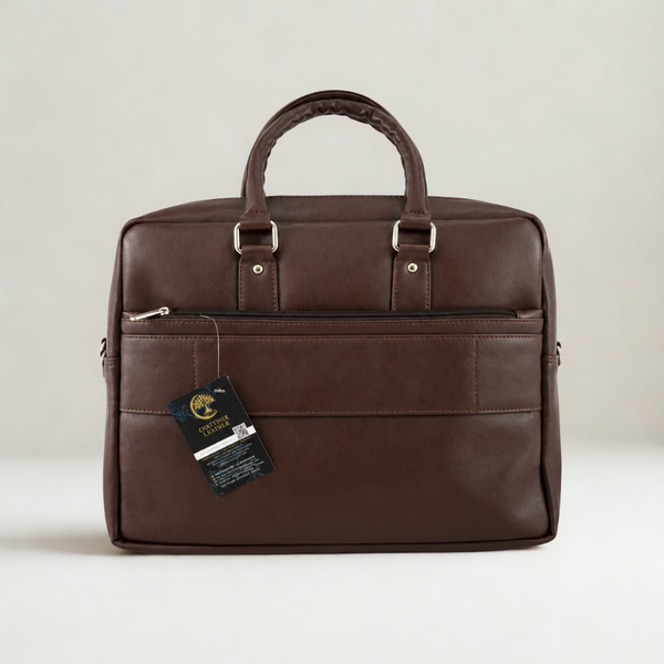 Premium Leatherette Laptop Office Bag with Detachable Shoulder Strap (size- 16"X12")