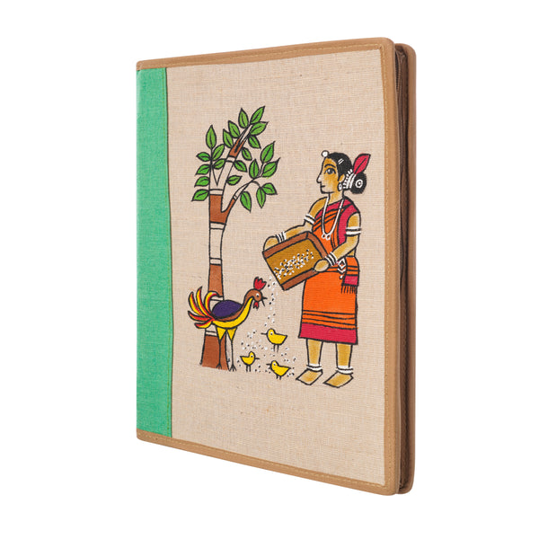 Jute File Folder With Sohrai Painting