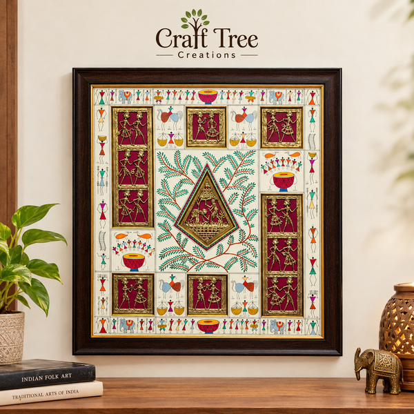 MULTIPLE DHOKRA WITH WARLI PAINTING FRAME