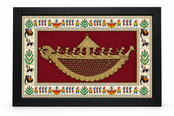 DHOKRA BIG BOOT JALI WITH WARLI PAINTING 16X19