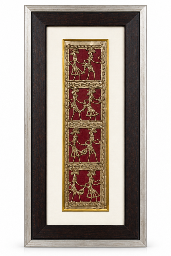 Tribal Eight Figure Dhokra Square Brass Jali Frame