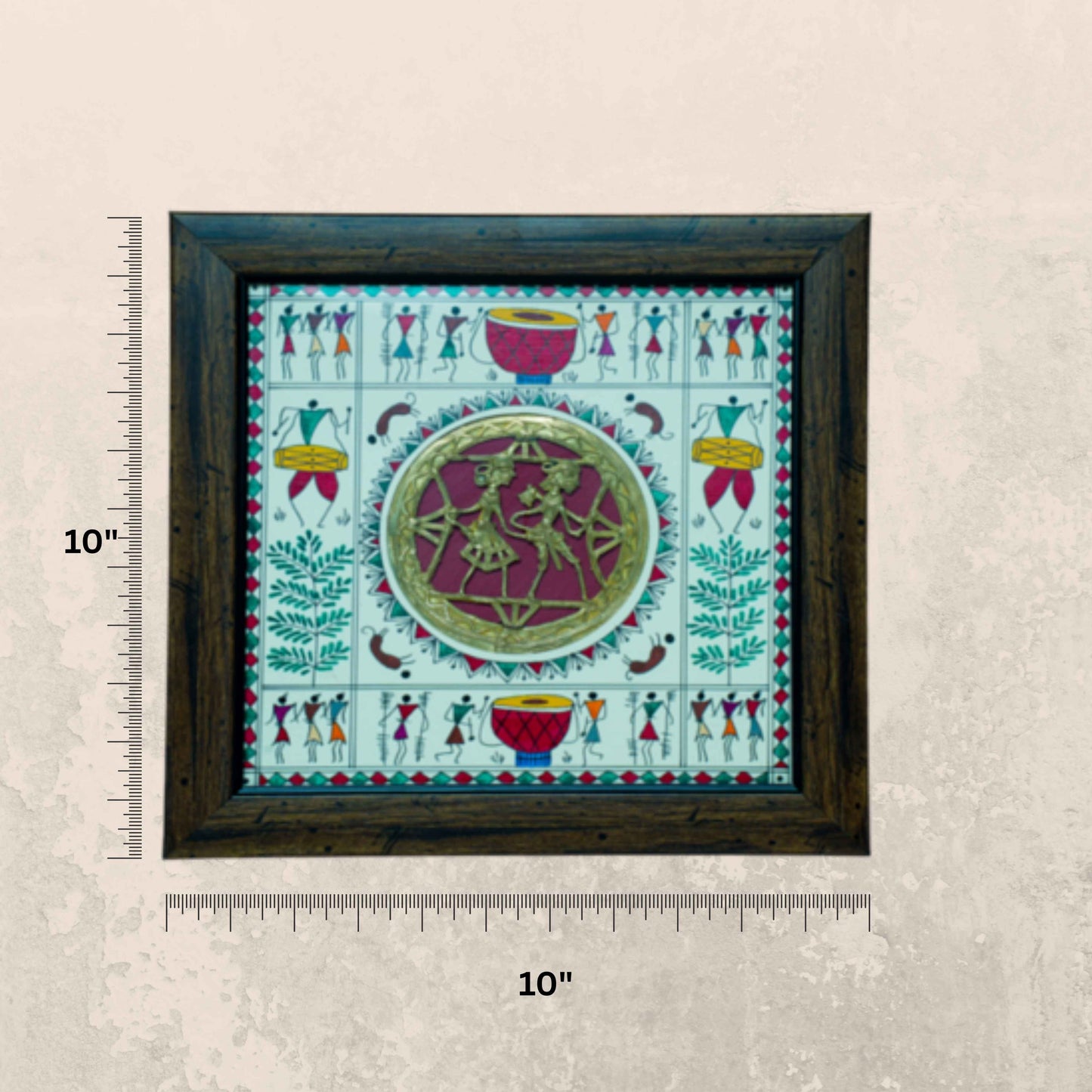 DHOKRA 2 FGR ROUND JALI WITH WARLI ART PAINTING