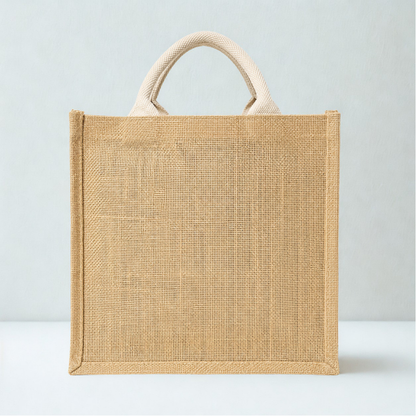 Premium Natural Jute Gift & Shopping Bag with Soft Cotton Handles and Zipper Closure ( Size -12"X14"x7.5")