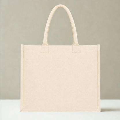 Premium Natural Cotton Canvas Tote Bag – Reusable Eco-Friendly Shopping & Office Carry Bag  (Size - 16"x14"x5")