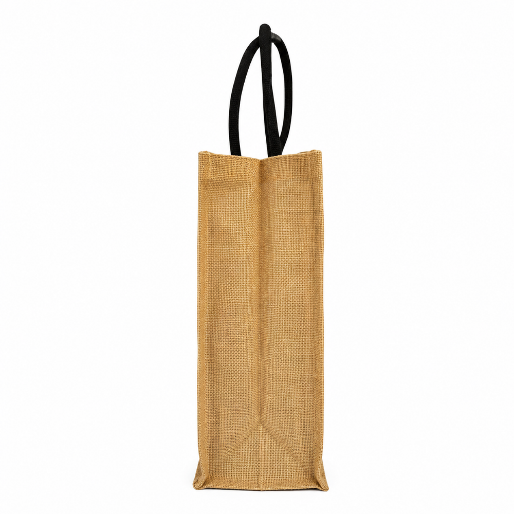 Premium Jute Tote Bag with Front Pocket & Button Closure – Natural & Black (Size - 14"X18"x5")