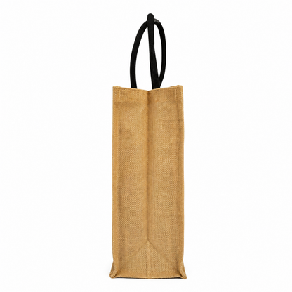 Premium Jute Tote Bag with Front Pocket & Button Closure – Natural & Black (Size - 14"X18"x5")