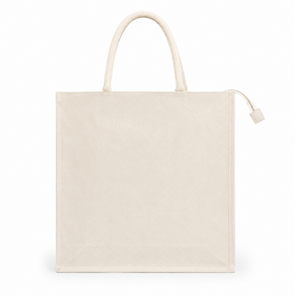Hand-Painted Sohrai Art Cotton Tote Bag with Zip Closure – Eco-Friendly Designer Canvas Carry Bag ( Size- 14"X16"x05" )