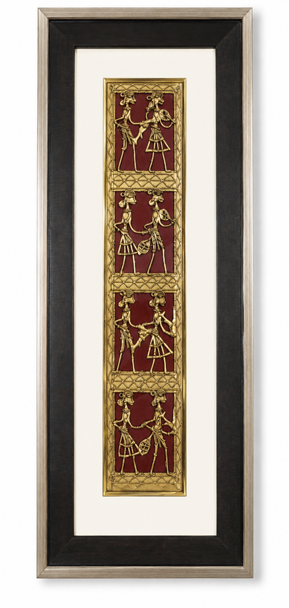 Tribal Eight Figure Dhokra Square Brass Jali Frame