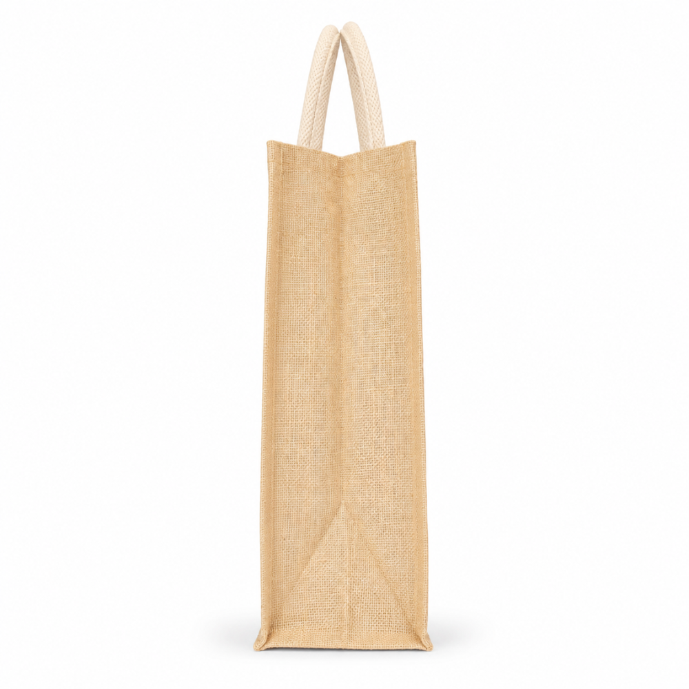 Premium Natural Jute Tote Bag with Zipper Closure & Cotton Rope Handles (Size- 16"x14"x5")