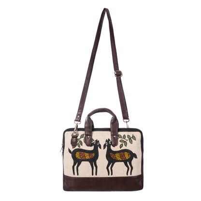 Handmade Jute Laptop Bag with Sohrai Painting