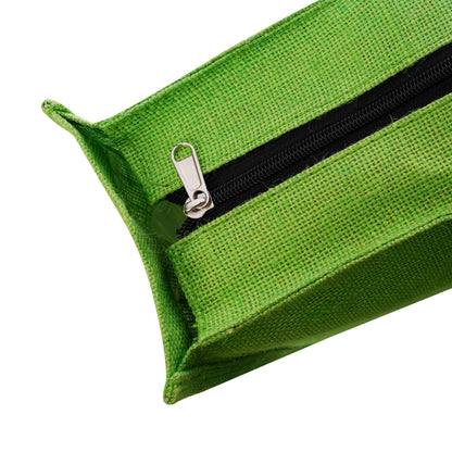Jute Bag with Chain and Front Canvas Pocket – 14"×16"X5"