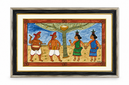 Traditional Paitkar Art four fgr Handcrafted Frame – 17" × 22"