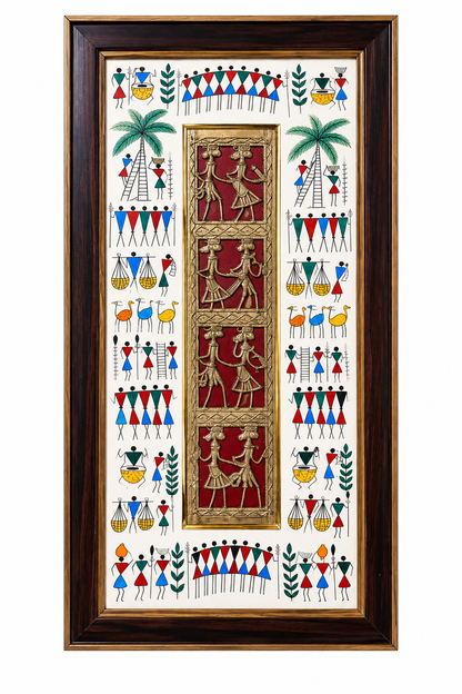 TRIBLE EIGHT FGR JALI FRAME WITH WARLI ART PAINTING