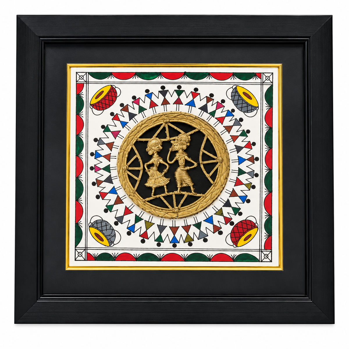 TWO FGR ROUND DHOKRA FRAME WITH WARLI PAINTING 12X12