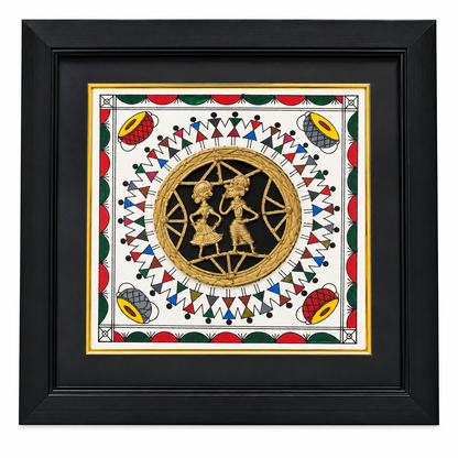 TWO FGR ROUND DHOKRA FRAME WITH WARLI PAINTING 12X12