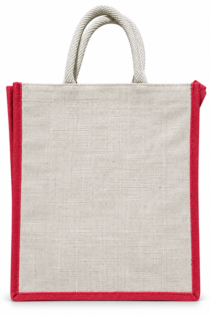 Juco Jute Bag with Chain & Coloured Side Border – 12" × 14" X 5"