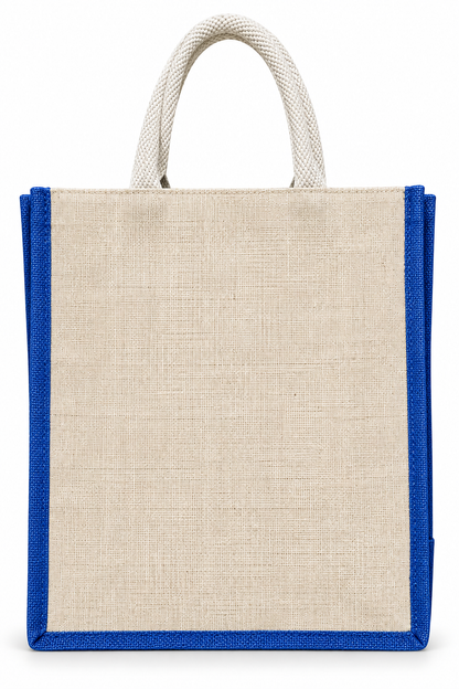 Juco Jute Bag with Chain & Coloured Side Border – 12" × 14" X 5"