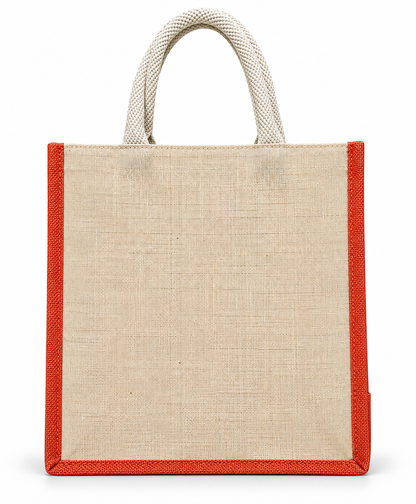 Juco Jute Bag with Chain & Coloured Side Border – 12" × 14" X 5"