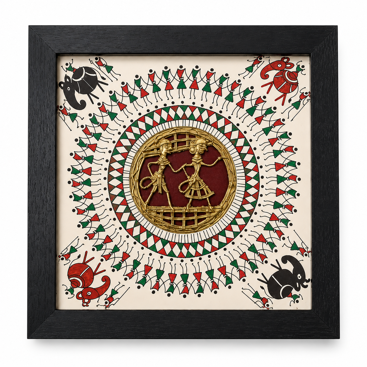 Dhokra Tribal 2 FGR Jali Frame with painting (11"X11")