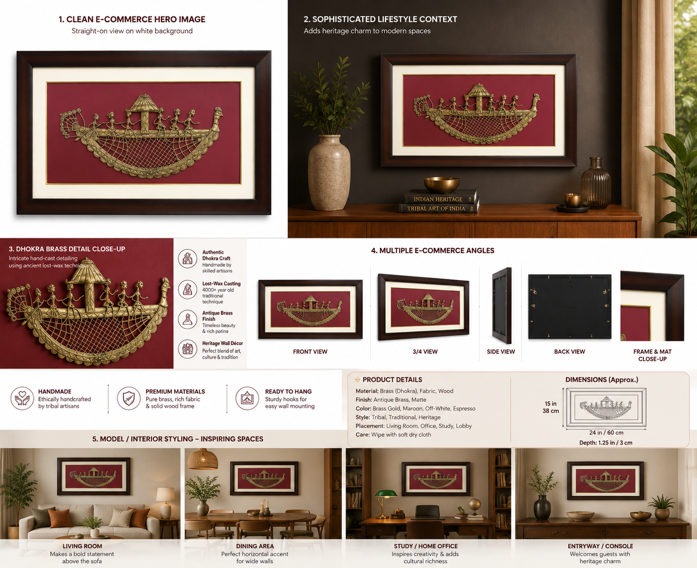 Dhokra Big Boat Jali Frame (16"X24")