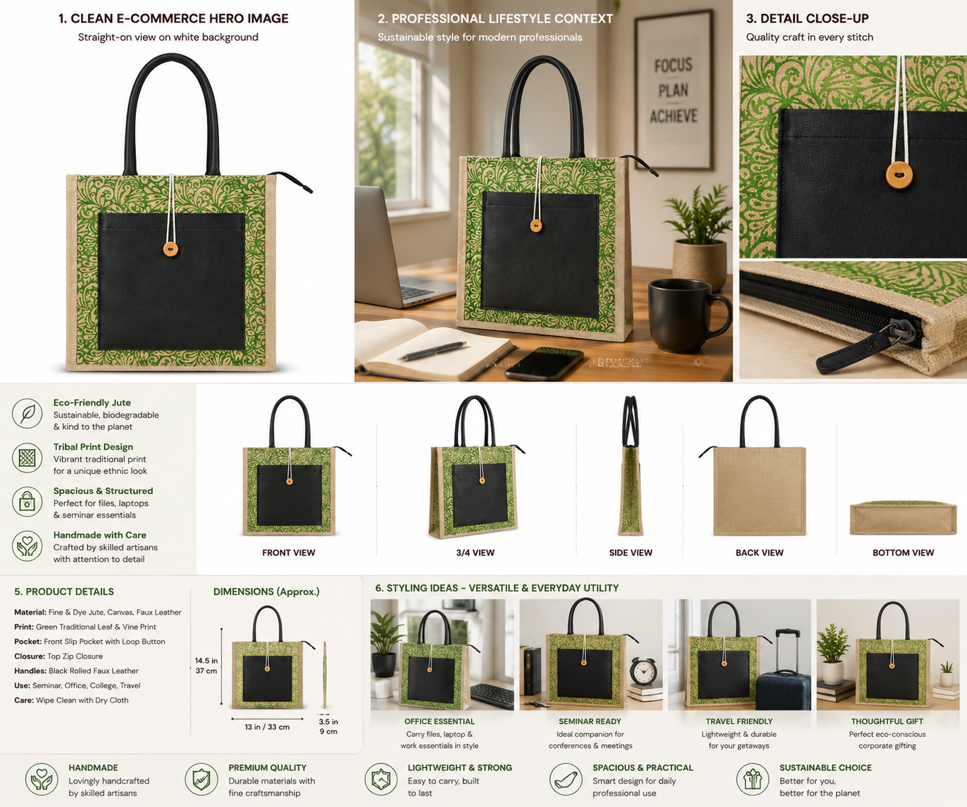 Eco-Chic Printed Jute Carry Bag
