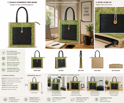 Eco-Chic Printed Jute Carry Bag