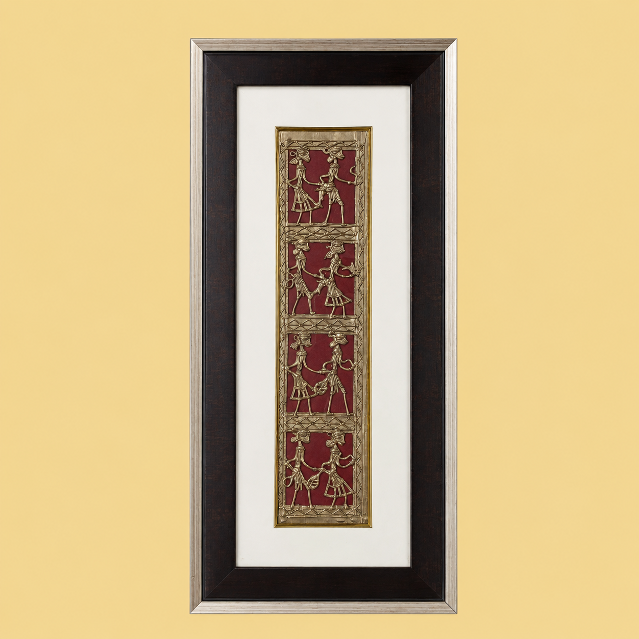 Tribal Eight Figure Dhokra Square Brass Jali Frame