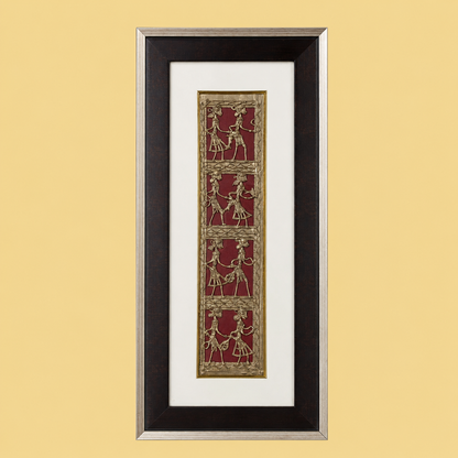 Tribal Eight Figure Dhokra Square Brass Jali Frame