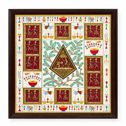 MULTIPLE DHOKRA WITH WARLI PAINTING FRAME
