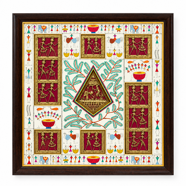 MULTIPLE DHOKRA WITH WARLI PAINTING FRAME
