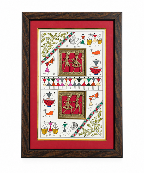 Dhokra 2 PCS 2 FGR Frame With Warli Painting (14"X20")