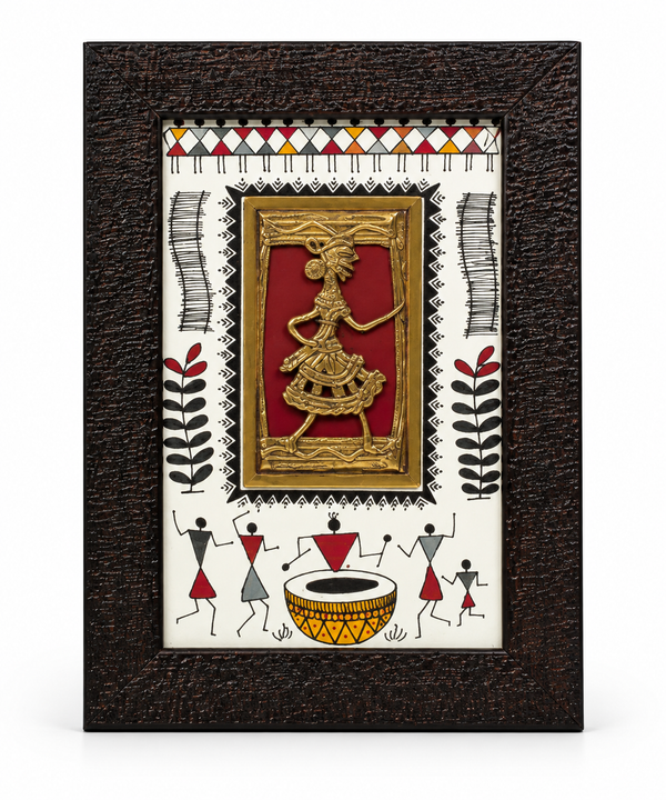 Dhokra 01 FGR Jali Frame With Warli Print (8"X6")