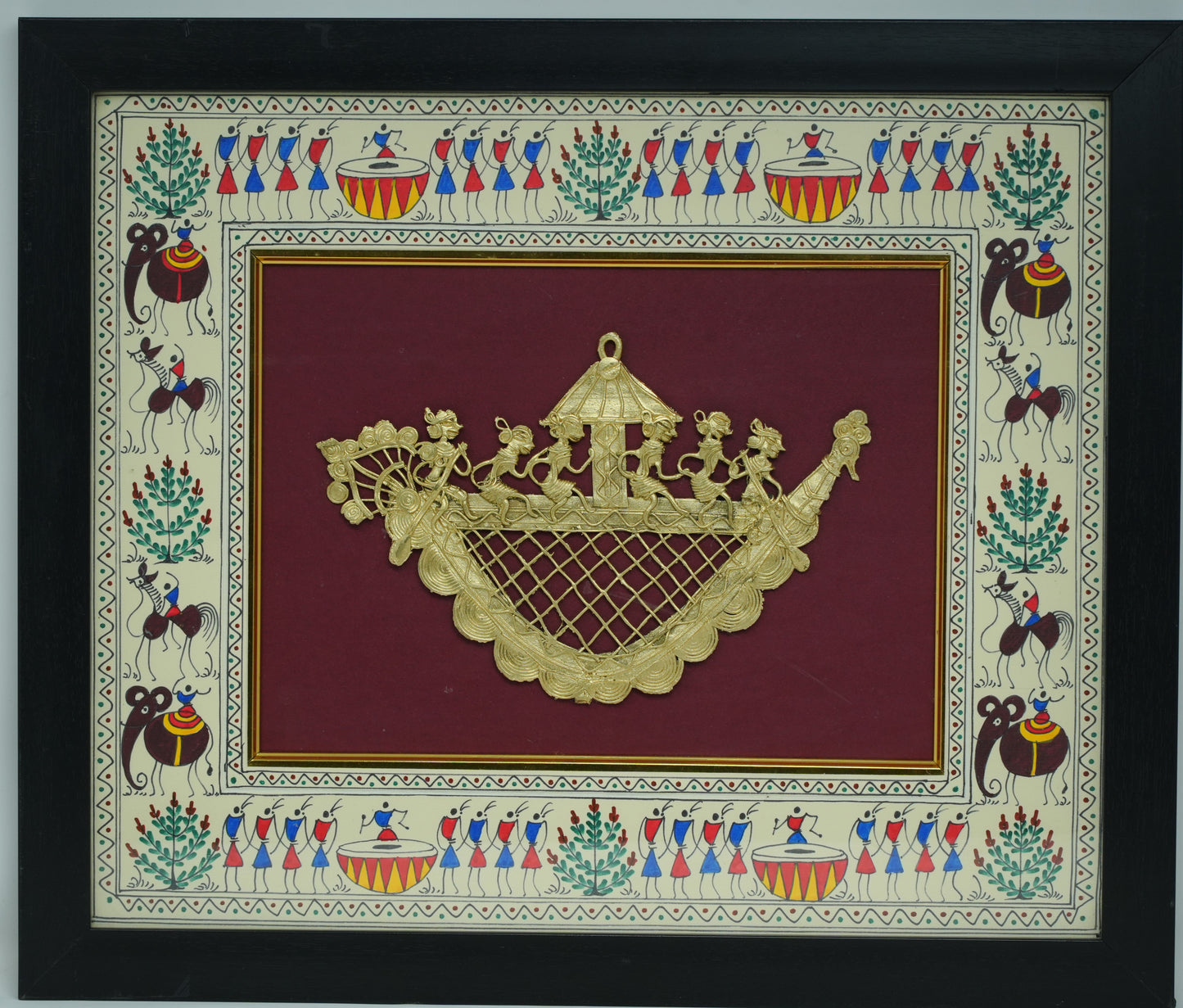 HANDMADE DHOKRA 2 FGR WITH WARLI PAINTING | DHPF0003