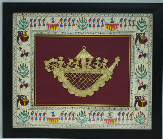 HANDMADE DHOKRA 2 FGR WITH WARLI PAINTING | DHPF0003