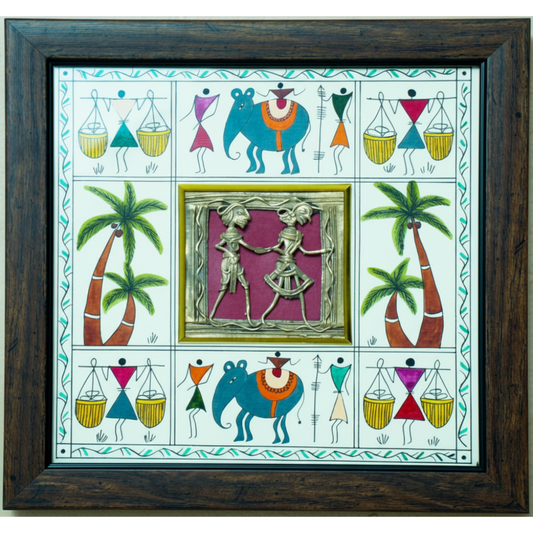 DHOKRA BIG SUN DESIGN 2 FGR JALI WITH WARLI PAINTING