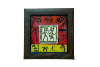 Dhokra 02 Figure Jali Frame With Warli Print