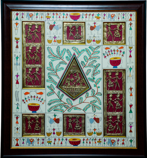 MULTIPLE DHOKRA WITH WARLI PAINTING FRAME