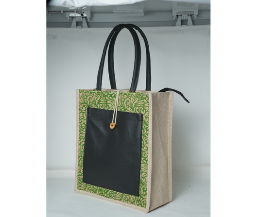 Eco-Chic Printed Jute Carry Bag
