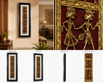 Tribal Eight Figure Dhokra Square Brass Jali Frame