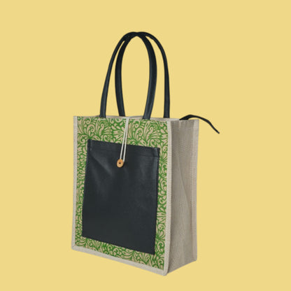 Eco-Chic Printed Jute Carry Bag